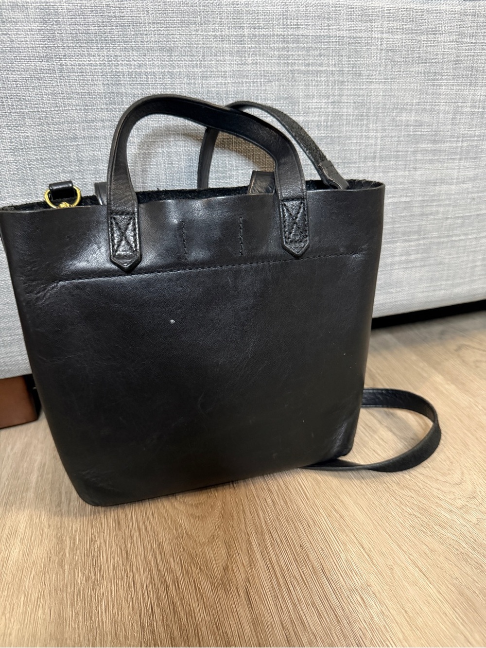 Madewell Black Leather Crossbody Tote